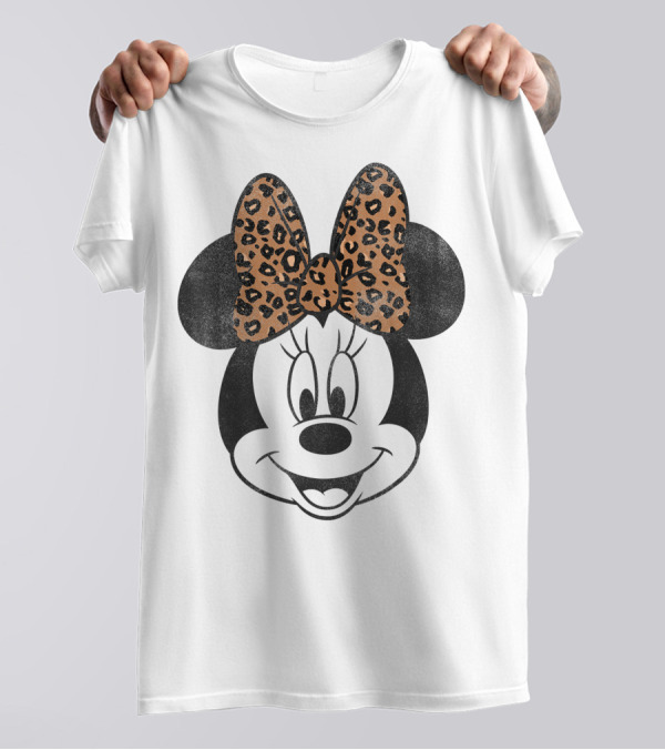 Minnie Mouse Leopard Print Bow Disney Mickey And Friends T-Shirt