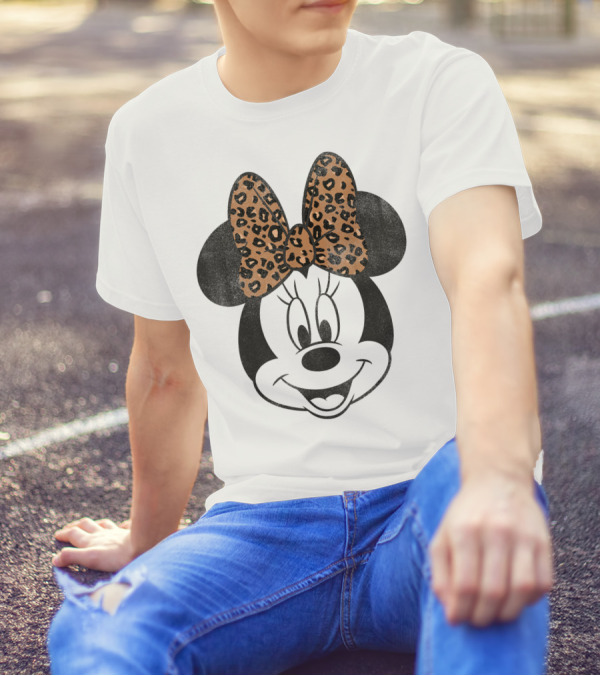 Minnie Mouse Leopard Print Bow Disney Mickey And Friends T-Shirt