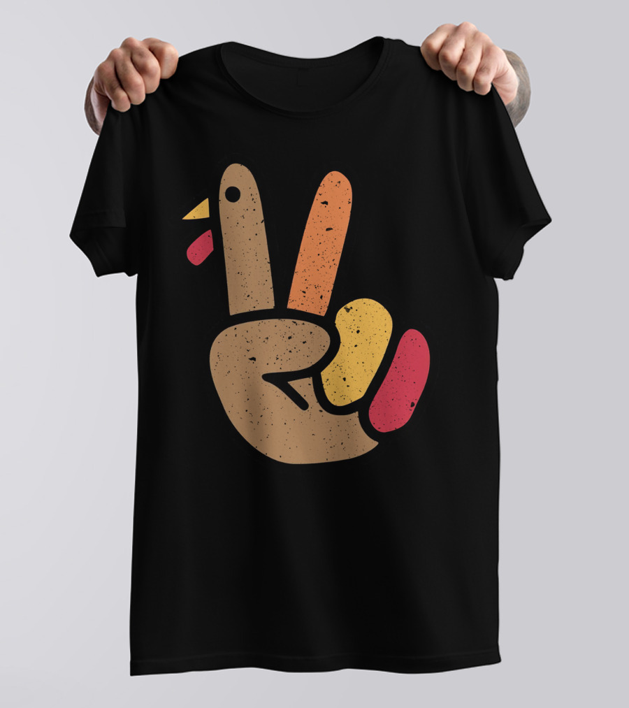 Peace Turkey Hand Cool Thanksgiving T-Shirt