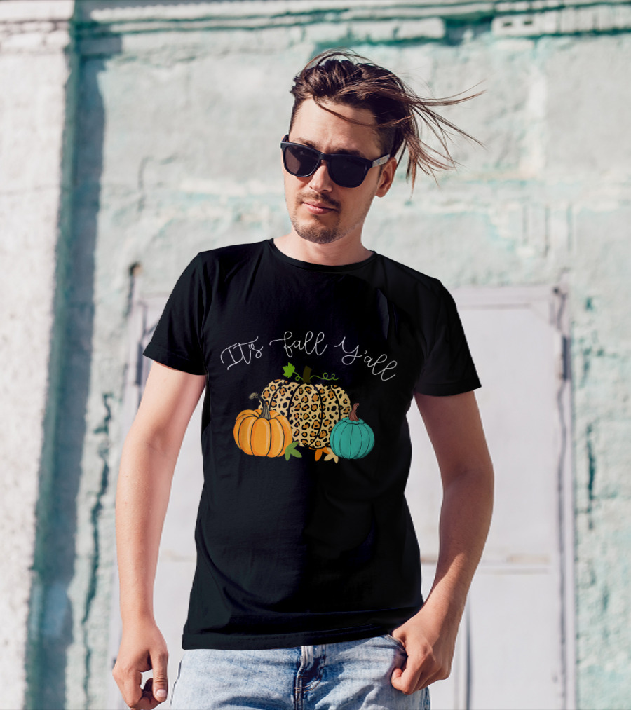 It's Fall Y'all Pumpkins Leopard Print T-Shirt