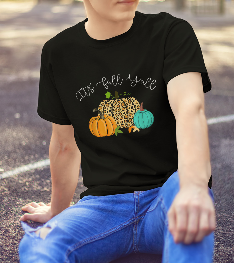 It's Fall Y'all Pumpkins Leopard Print T-Shirt