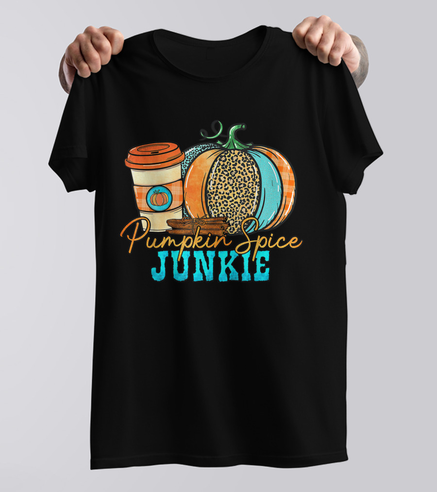 Pumpkin Spice Junkie Coffee Cup With Stylish Pumpkin And Cinnamon Sticks T-Shirt