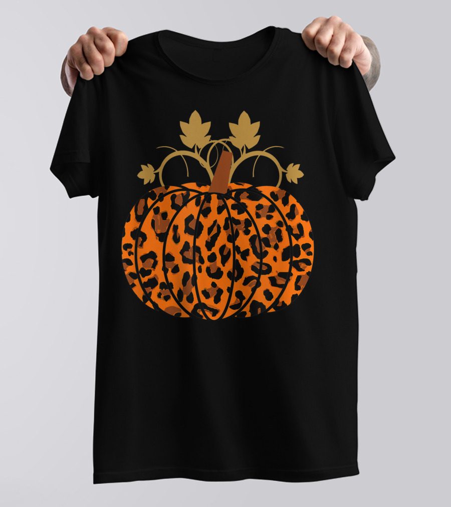 Pumpkin Leopard Halloween Fall Autumn T-Shirt