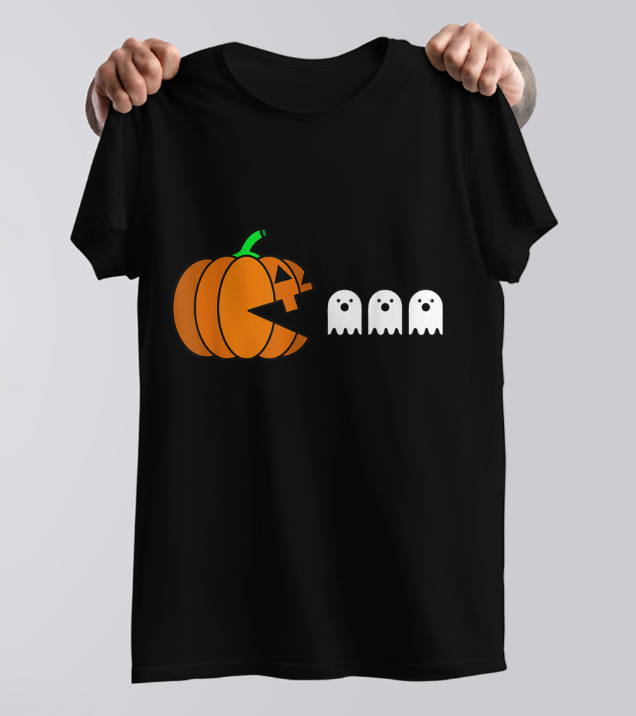Halloween Pumpkin Pac-Man Style Ghosts T-Shirt