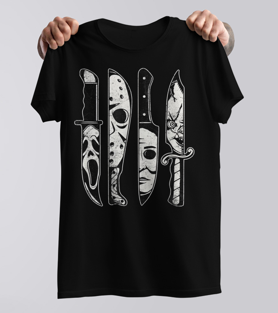 Scary Horror Movies Halloween Icons Scream Jason Michael Pennywise T-Shirt