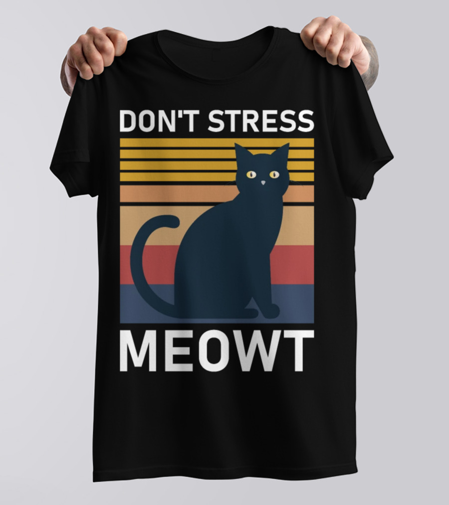 Don't Stress Meowt Retro Striped Cat T-Shirt