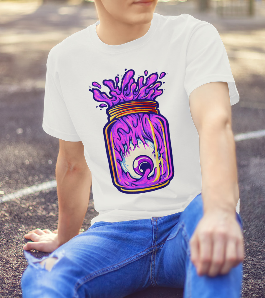 Zombie Eyeball Jar Overflowing With Purple Liquid T-Shirt
