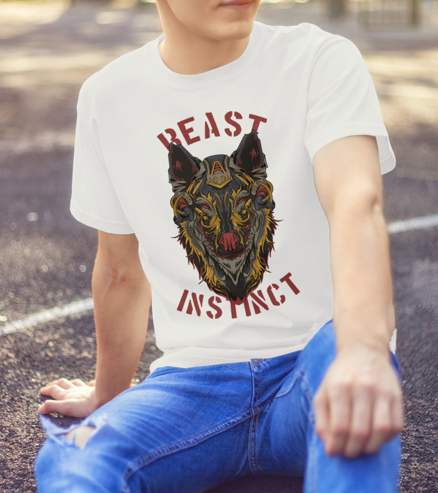 Beast Instinct Wolf Warrior Emblem T-Shirt