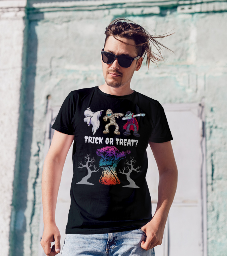 Trick Or Treat Halloween Dabbing Ghost Mummy Vampire Grim Reaper T-Shirt