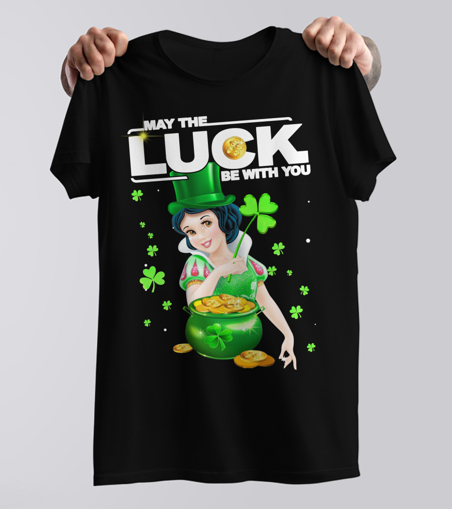 May The Luck Be With You Snow White Pot Of Gold And Shamrocks T-Shirt