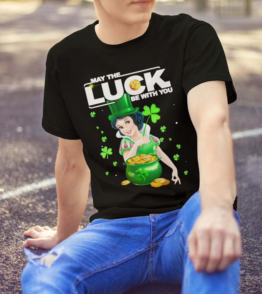 May The Luck Be With You Snow White Pot Of Gold And Shamrocks T-Shirt