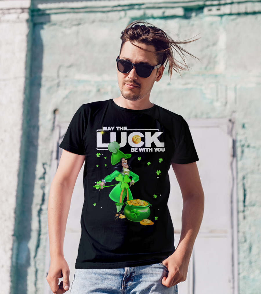 May The Luck Be With You Hook Luck Captain Green Coins Shamrock Pot T-Shirt