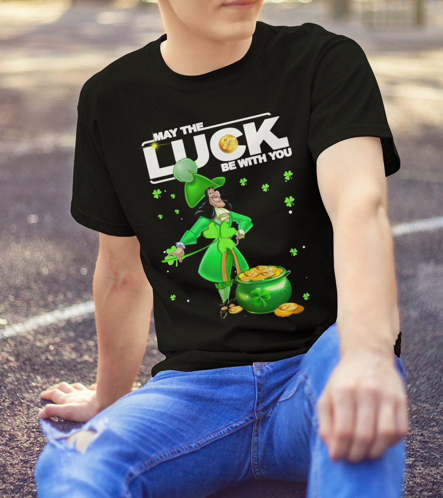 May The Luck Be With You Hook Luck Captain Green Coins Shamrock Pot T-Shirt