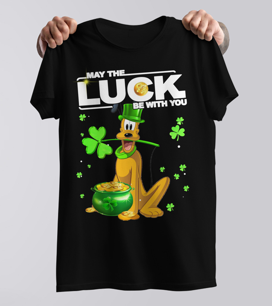 May The Luck Be With You Pluto St. Patrick's Day Coins And Shamrocks T-Shirt