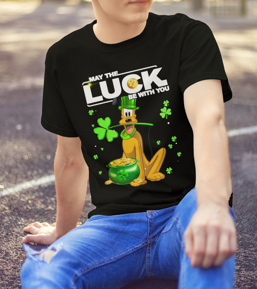 May The Luck Be With You Pluto St. Patrick's Day Coins And Shamrocks T-Shirt