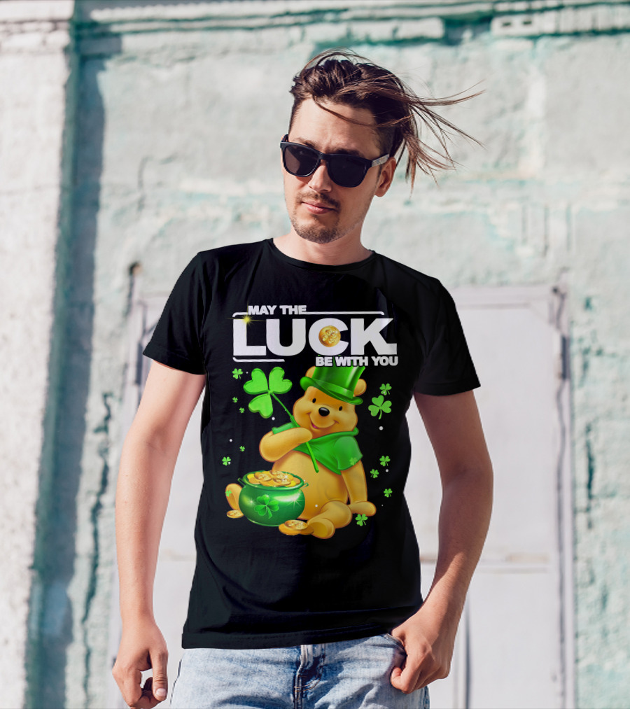 May The Luck Be With You Shamrock Pot Of Gold Bear T-Shirt
