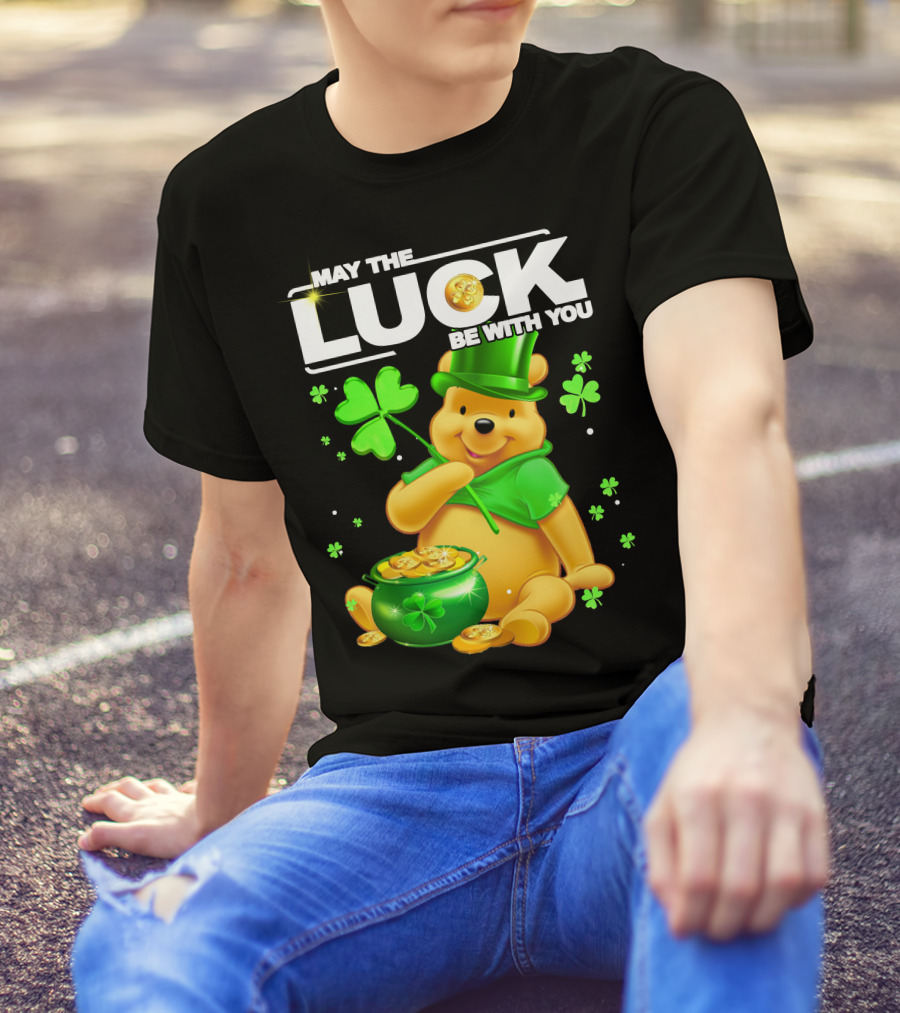 May The Luck Be With You Shamrock Pot Of Gold Bear T-Shirt