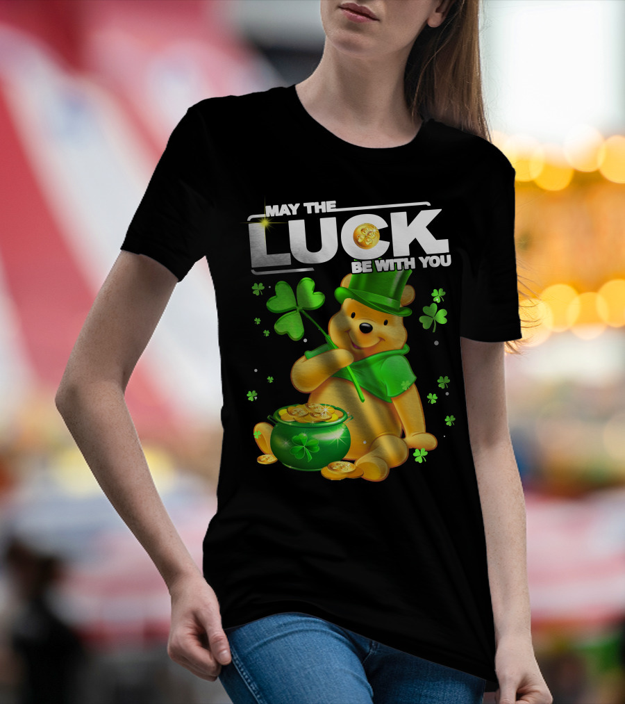 May The Luck Be With You Shamrock Pot Of Gold Bear T-Shirt