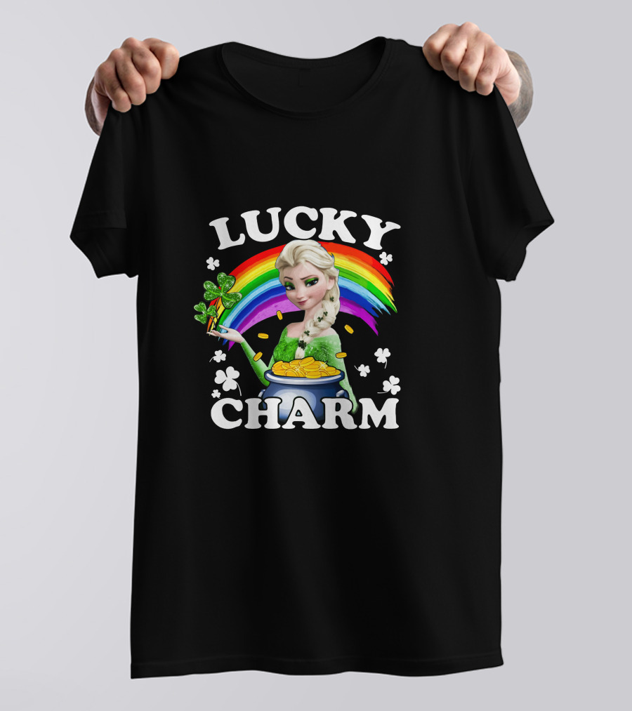 Elsa Lucky Charm Rainbow Pot Of Gold Clover T-Shirt
