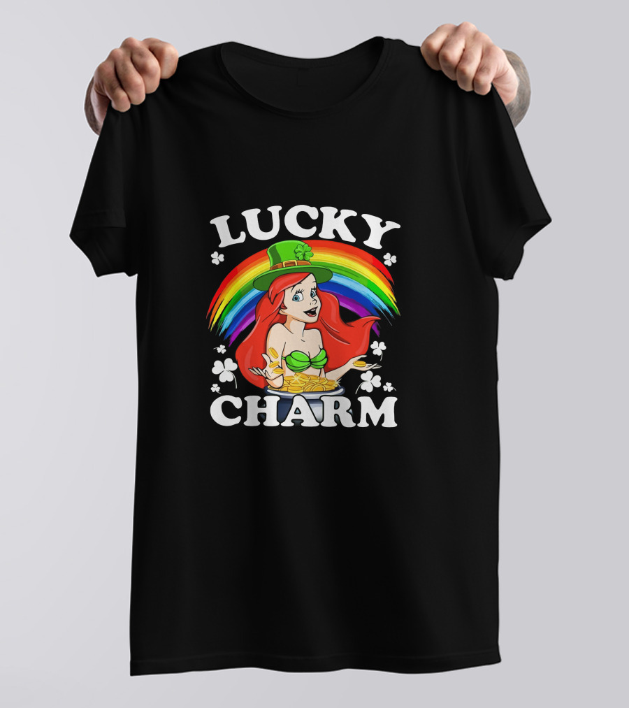 Lucky Charm Ariel Rainbow Hat Shamrocks T-Shirt