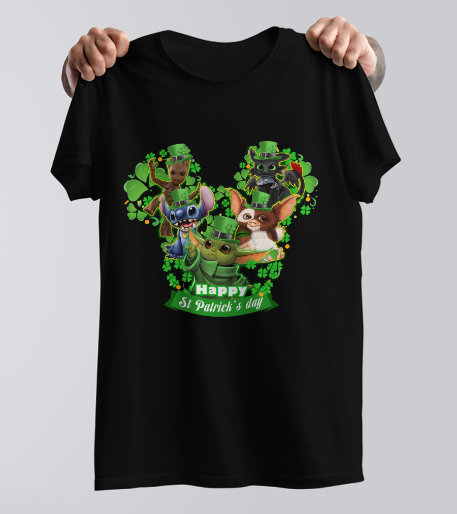 Happy St Patrick's Day Baby Yoda And Friends T-Shirt