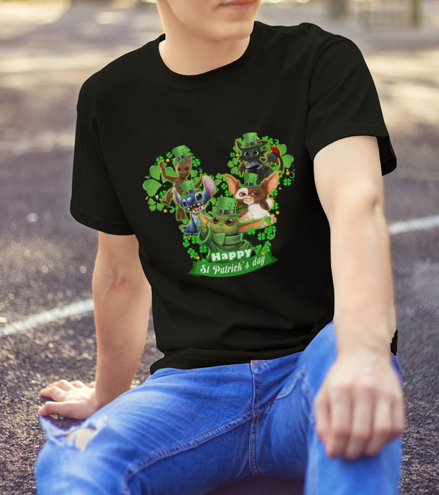 Happy St Patrick's Day Baby Yoda And Friends T-Shirt