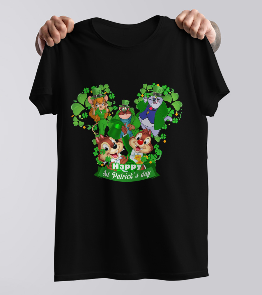 Happy St Patrick's Day Chip And Dale Character T-Shirt