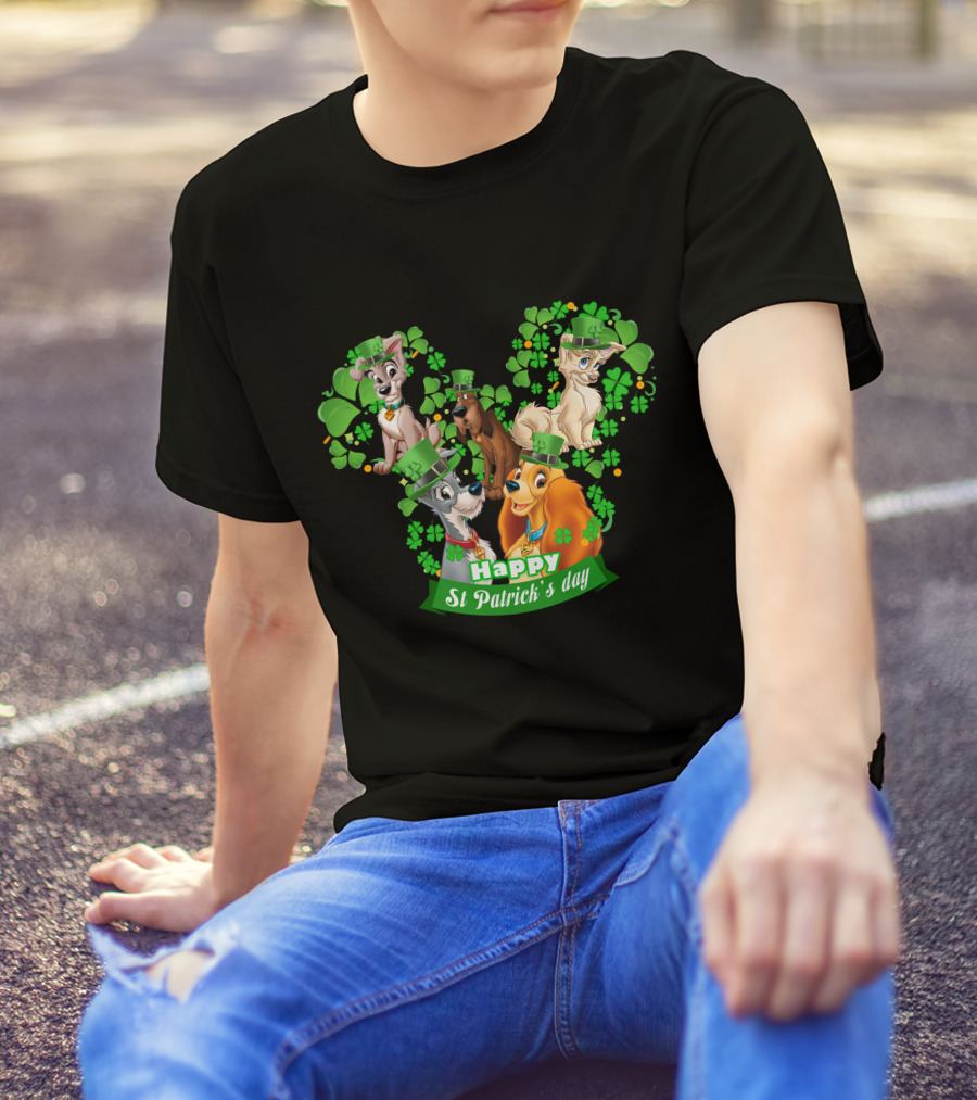 Lady And Tramp Happy St Patrick's Day T-Shirt