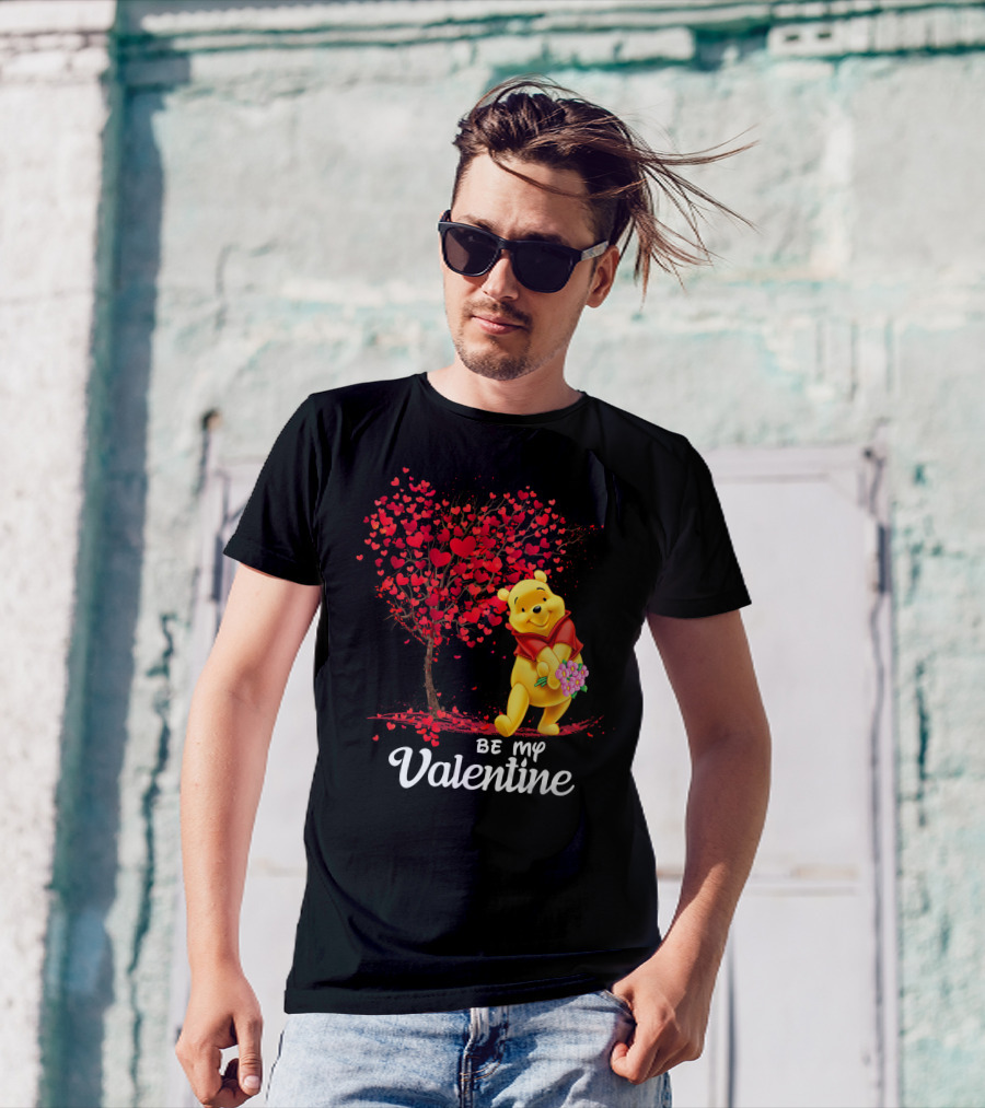 Be My Valentine Pooh Hearts And Flowers T-Shirt