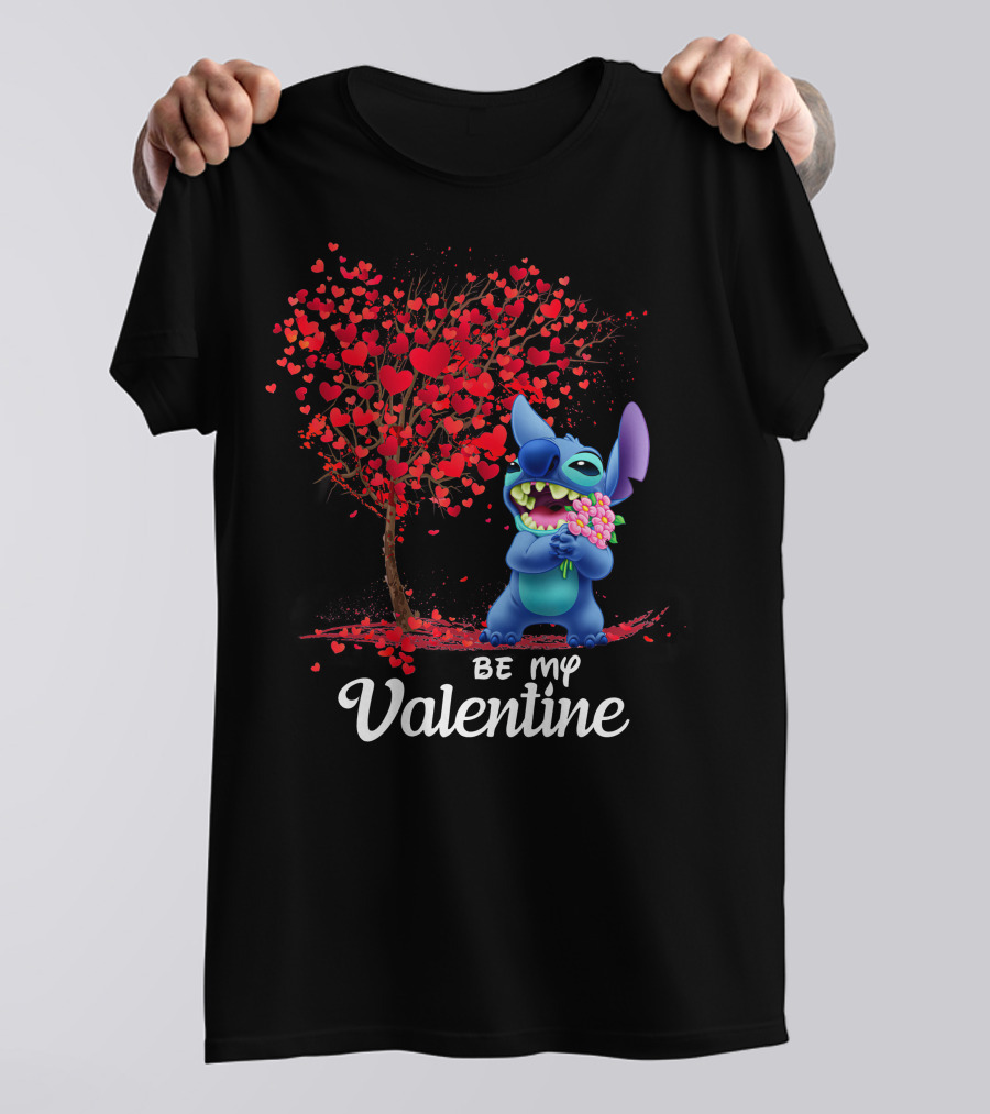 Be My Valentine Stitch Heart Tree T-Shirt
