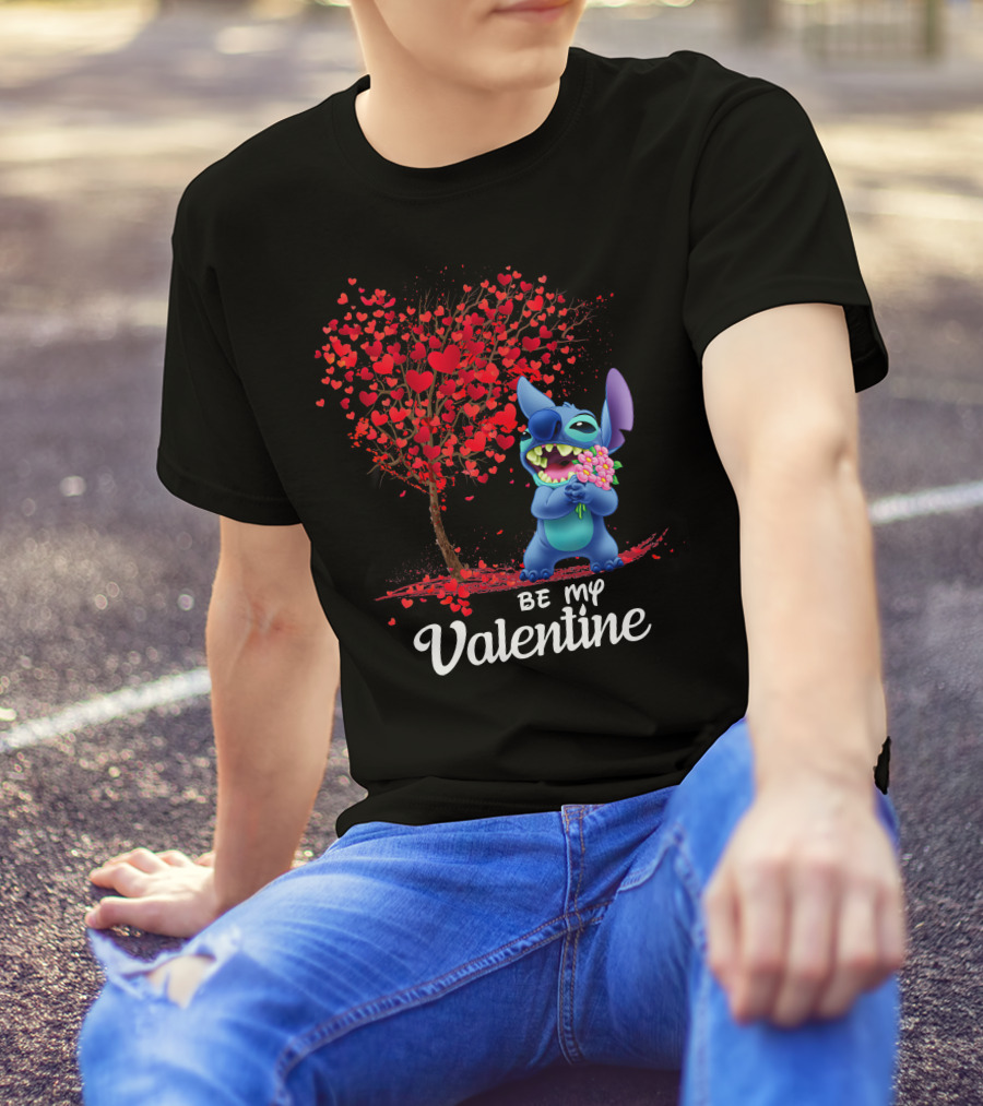 Be My Valentine Stitch Heart Tree T-Shirt