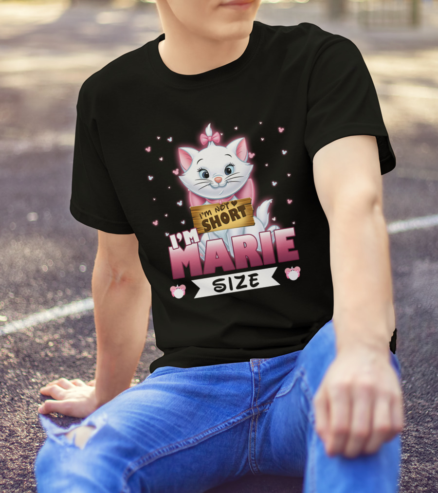 I'm Not Short I'm Marie Size Cat With Heart Background T-Shirt
