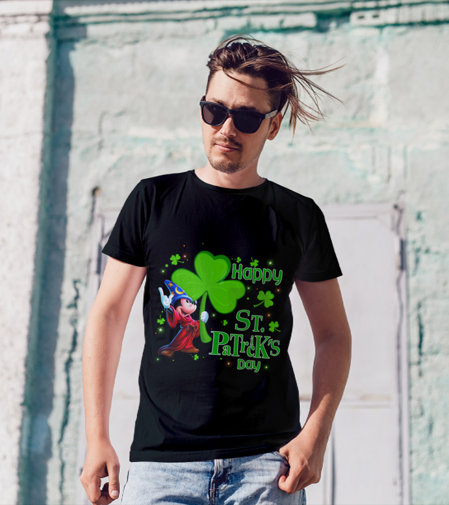 Sorcerer Mickey Happy St. Patrick's Day Shamrock T-Shirt
