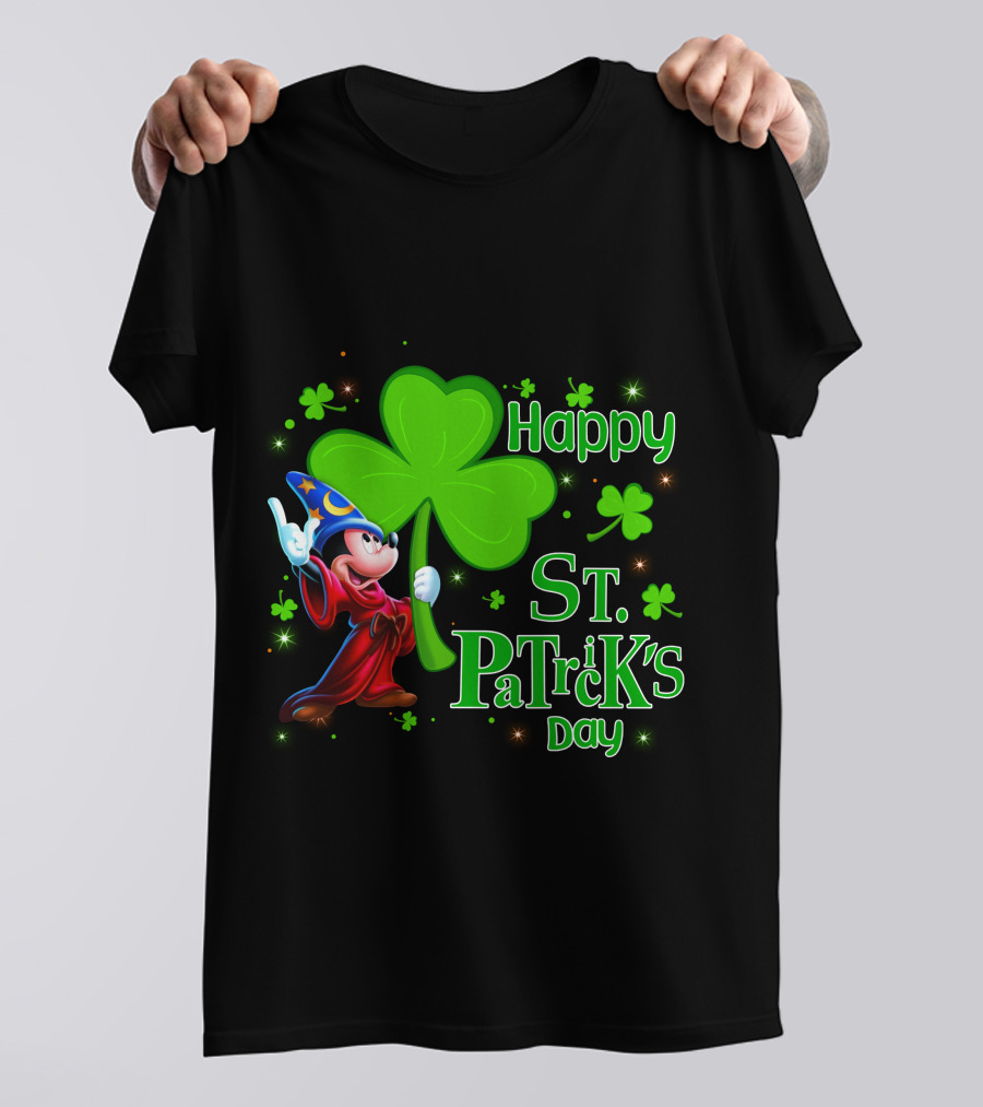 Sorcerer Mickey Happy St. Patrick's Day Shamrock T-Shirt