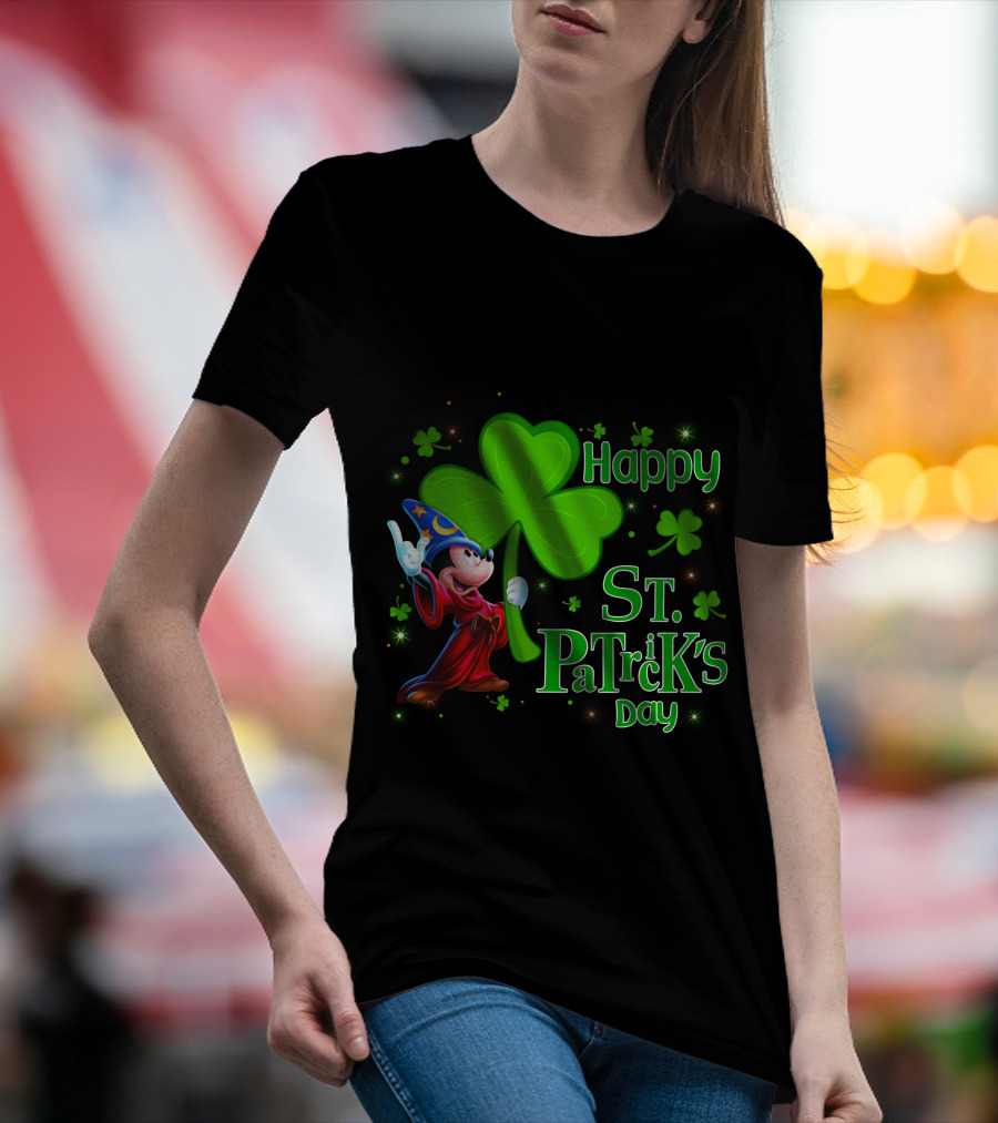 Sorcerer Mickey Happy St. Patrick's Day Shamrock T-Shirt