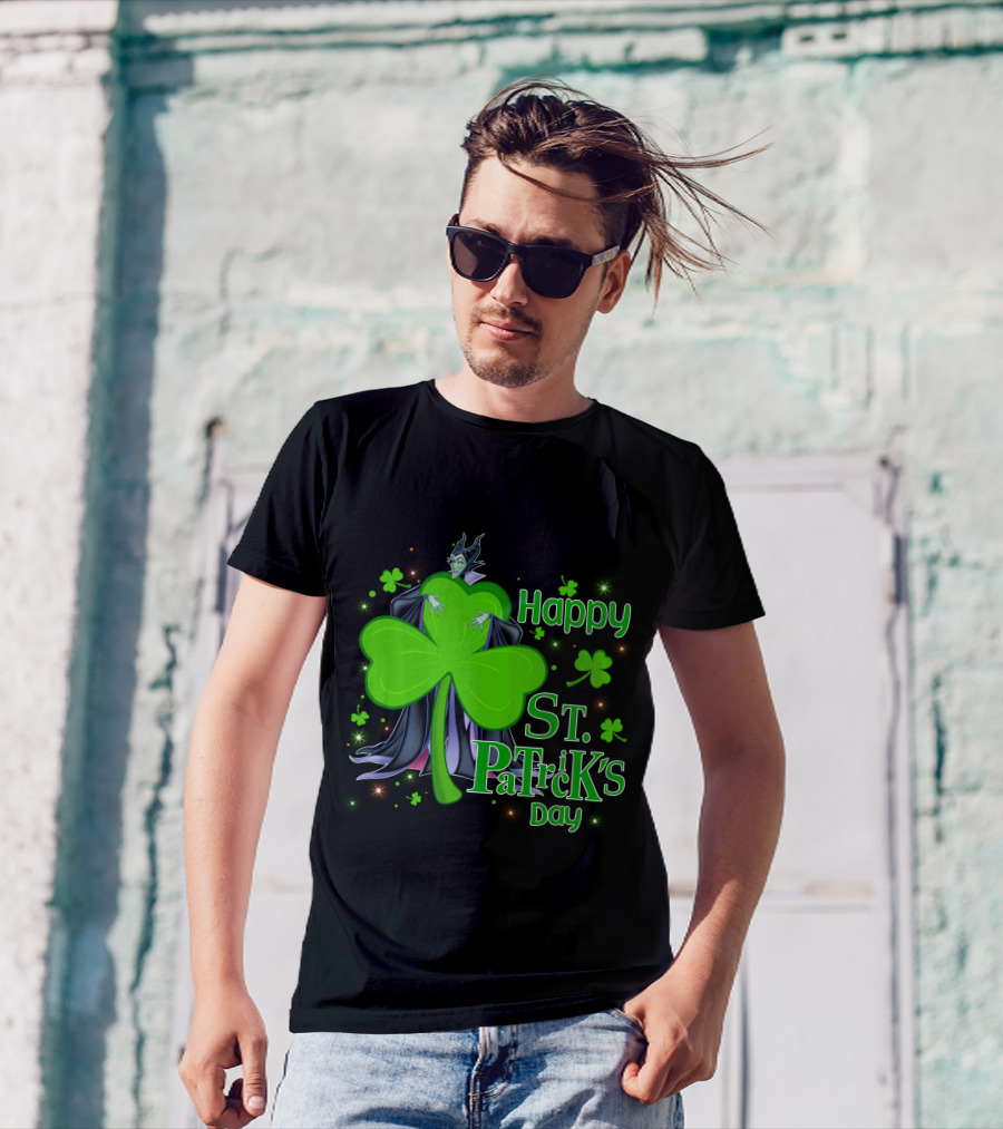 Happy St. Patrick's Day Maleficent Cloaked In Shamrock T-Shirt