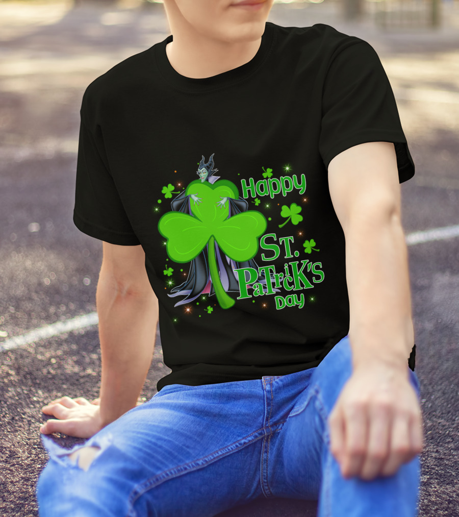 Happy St. Patrick's Day Maleficent Cloaked In Shamrock T-Shirt