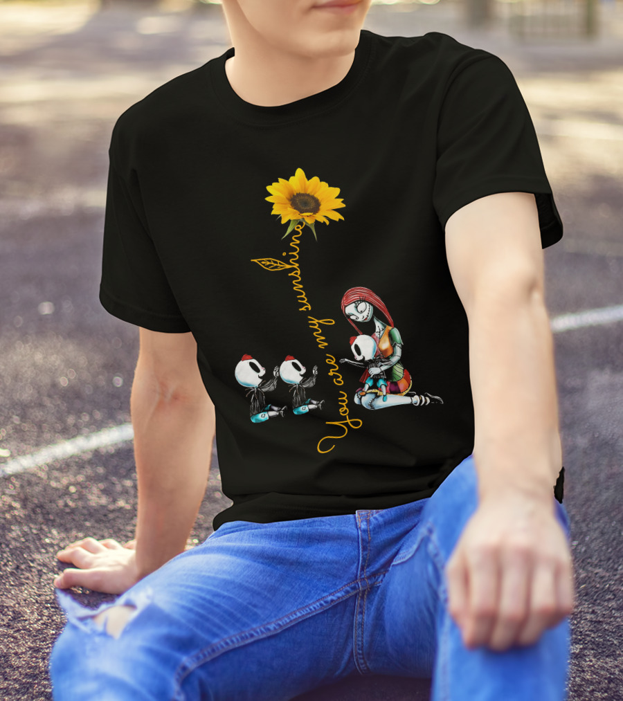3 Boys You Are My Sunshine Sunflower With Characters In Love Hug T-Shirt