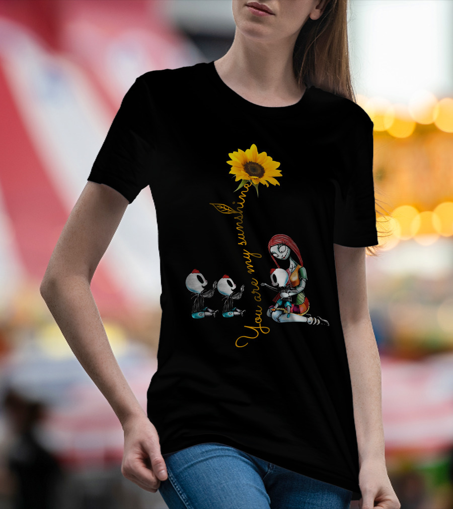 3 Boys You Are My Sunshine Sunflower With Characters In Love Hug T-Shirt