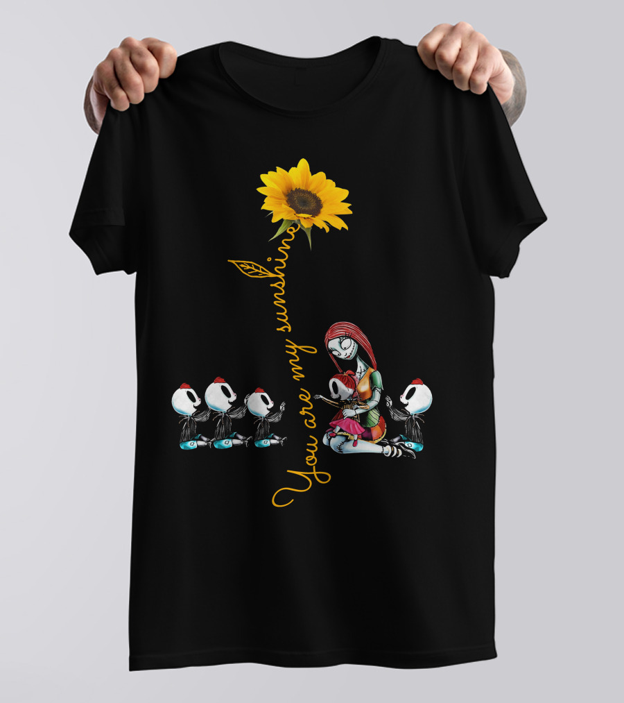 4 Boys 1 Girl You Are My Sunshine Sunflower With Skeleton Family T-Shirt
