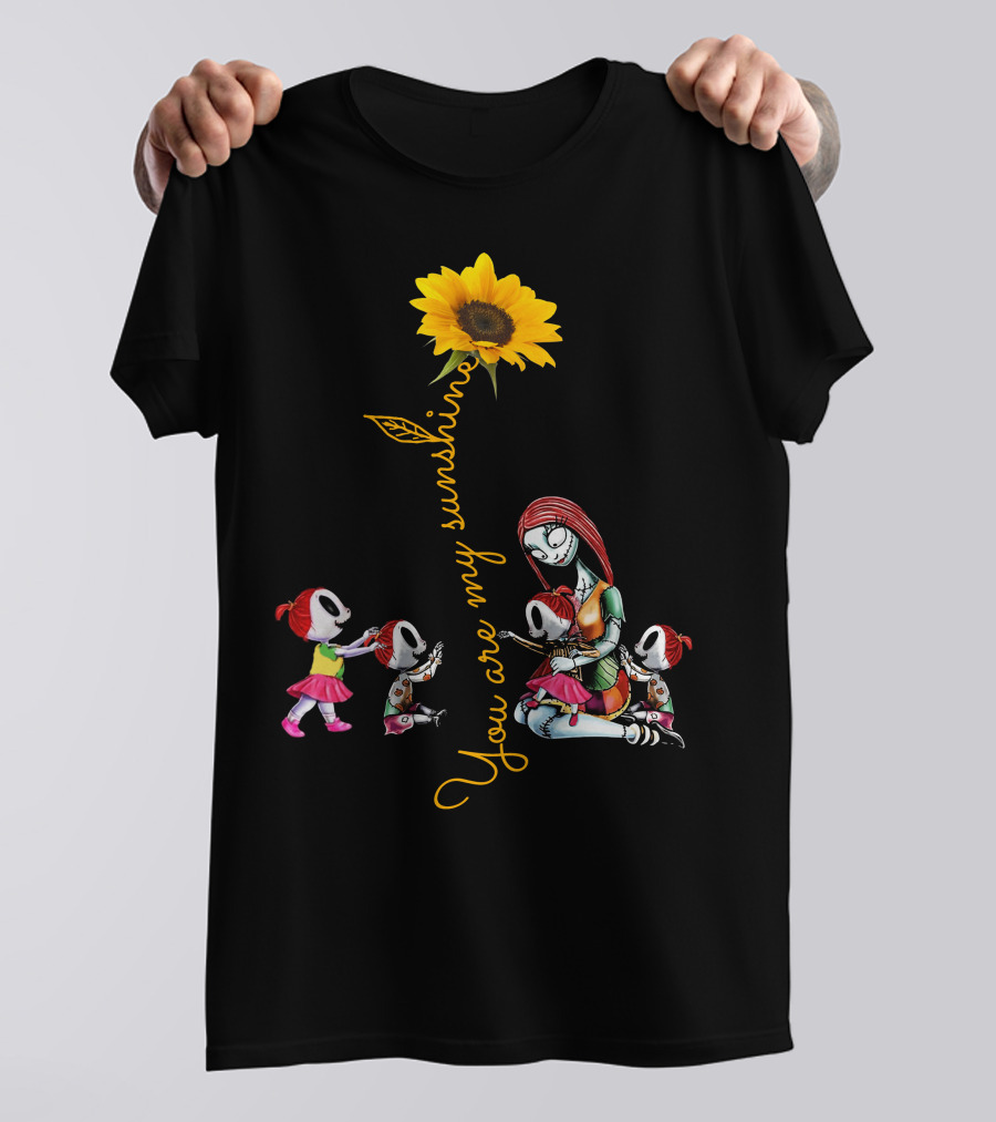 You Are My Sunshine Sunflower With 4 Girls And Stylized Character Hugging T-Shirt