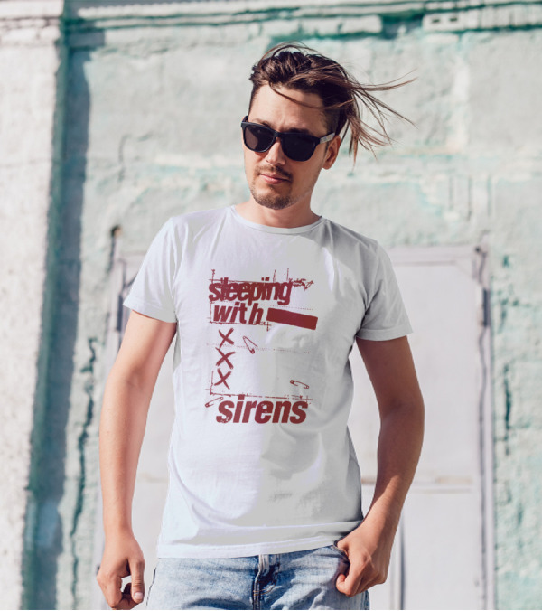 Sleeping With Sirens Merch Xxx Safety Pins Edgy Collage T-Shirt