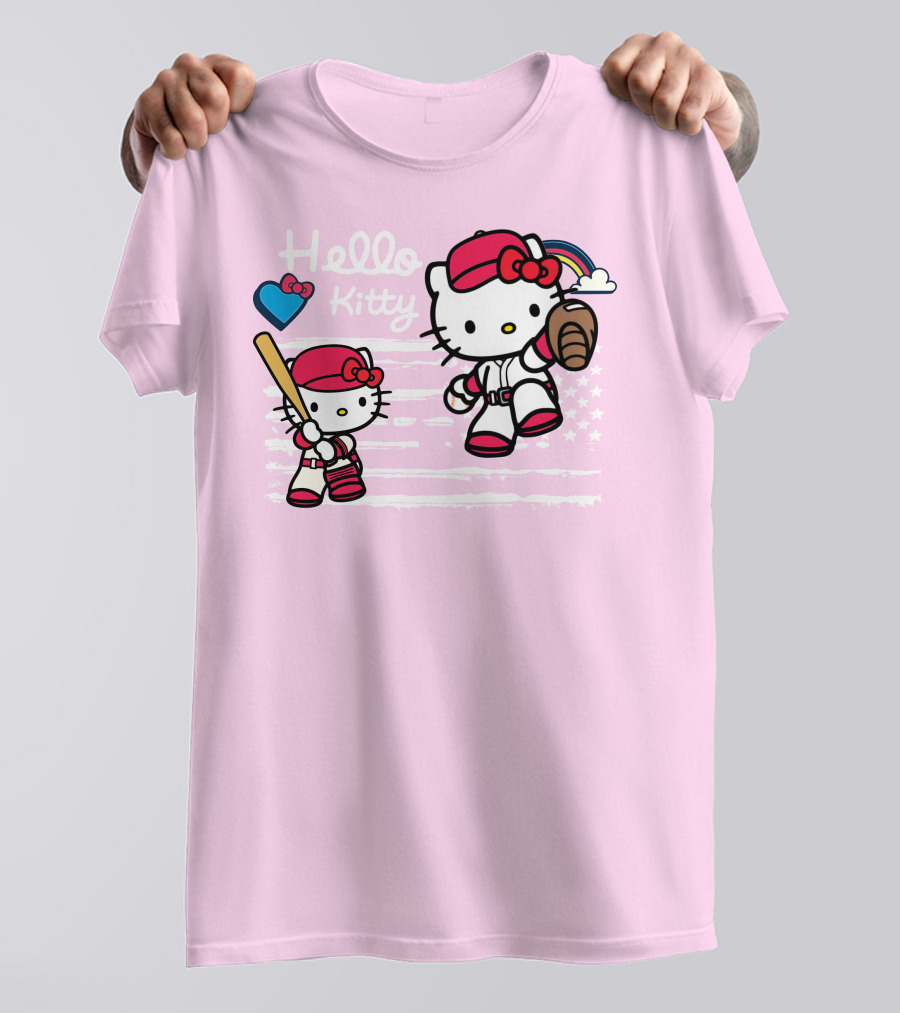 Hello Kitty Baseball American Flag Theme For Fans T-Shirt