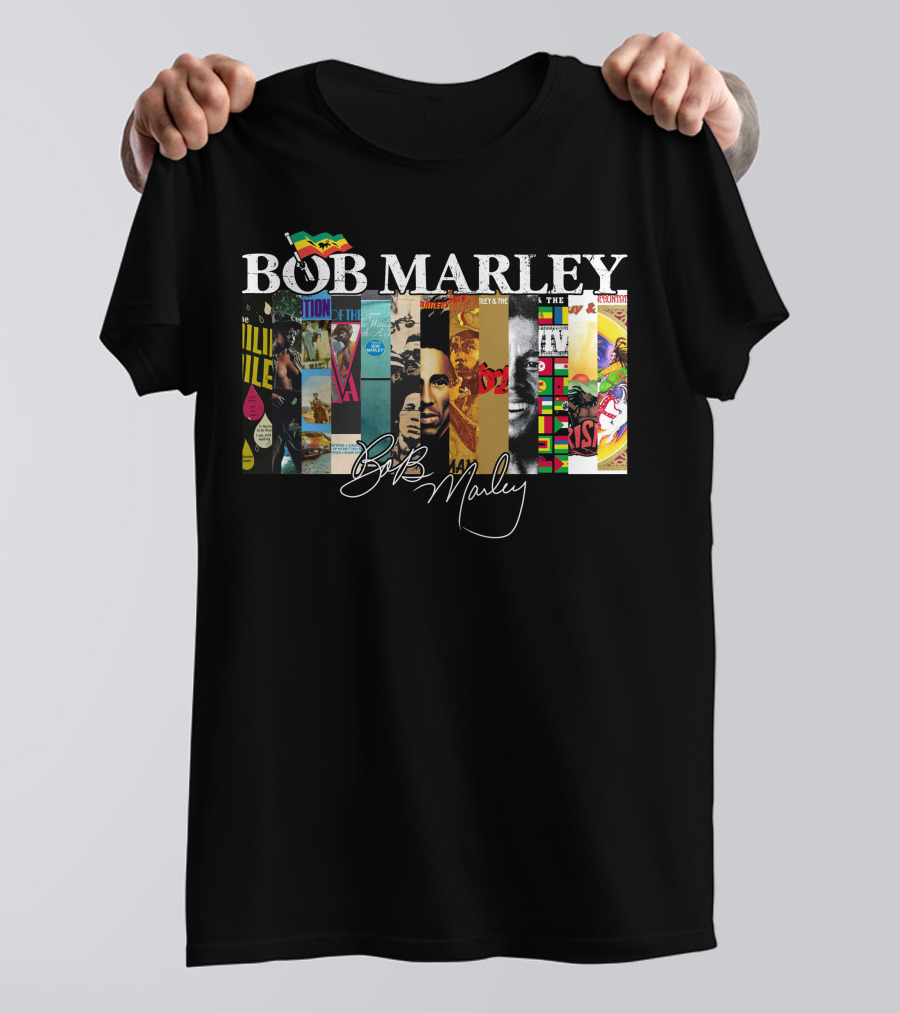 Bob Marley Album Covers Collage Signature T-Shirt