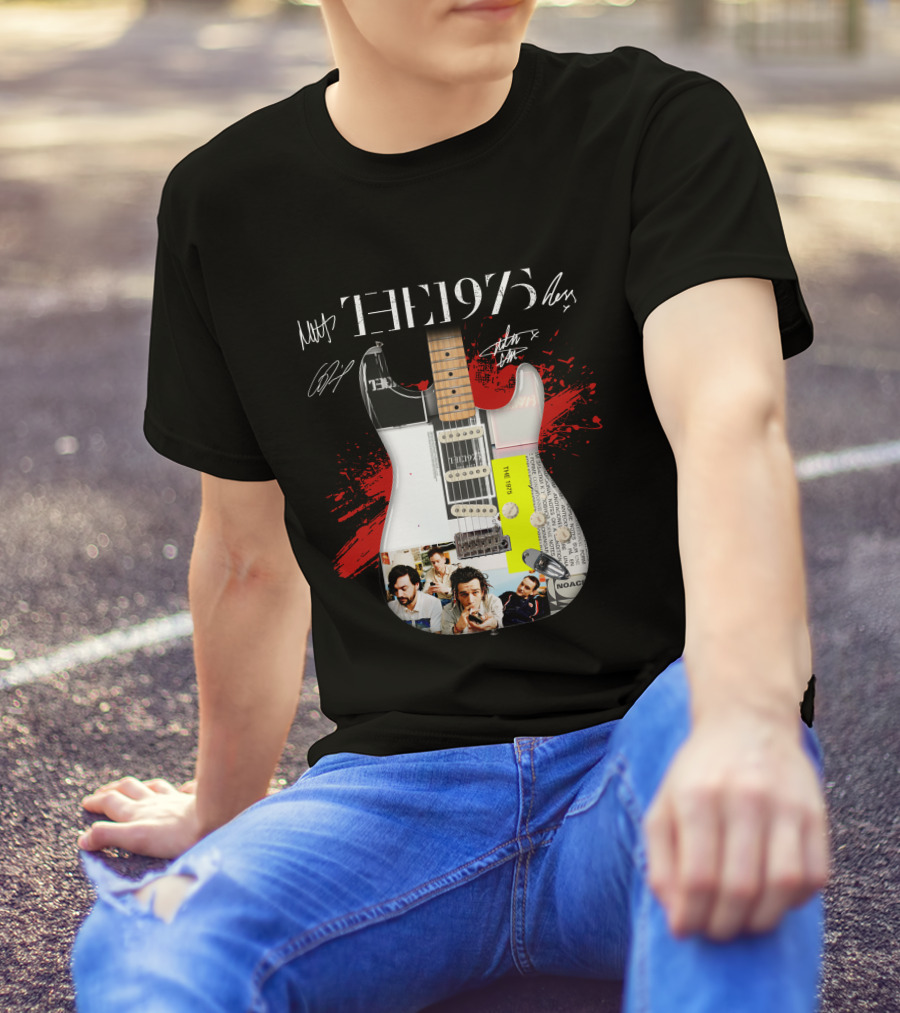 The 1975 Signed Guitar Collage Album T-Shirt