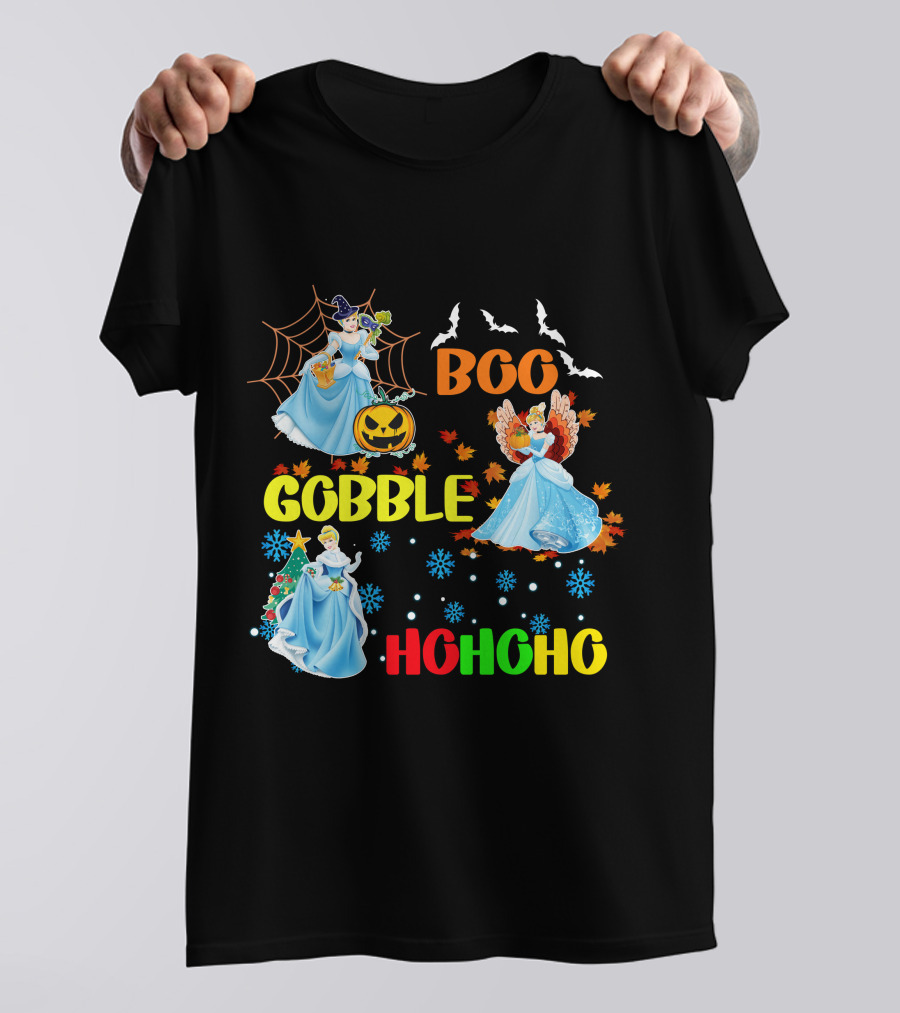 Cinderella Boo Gobble HoHoHo HalloThanksMas Holiday Mashup T-Shirt