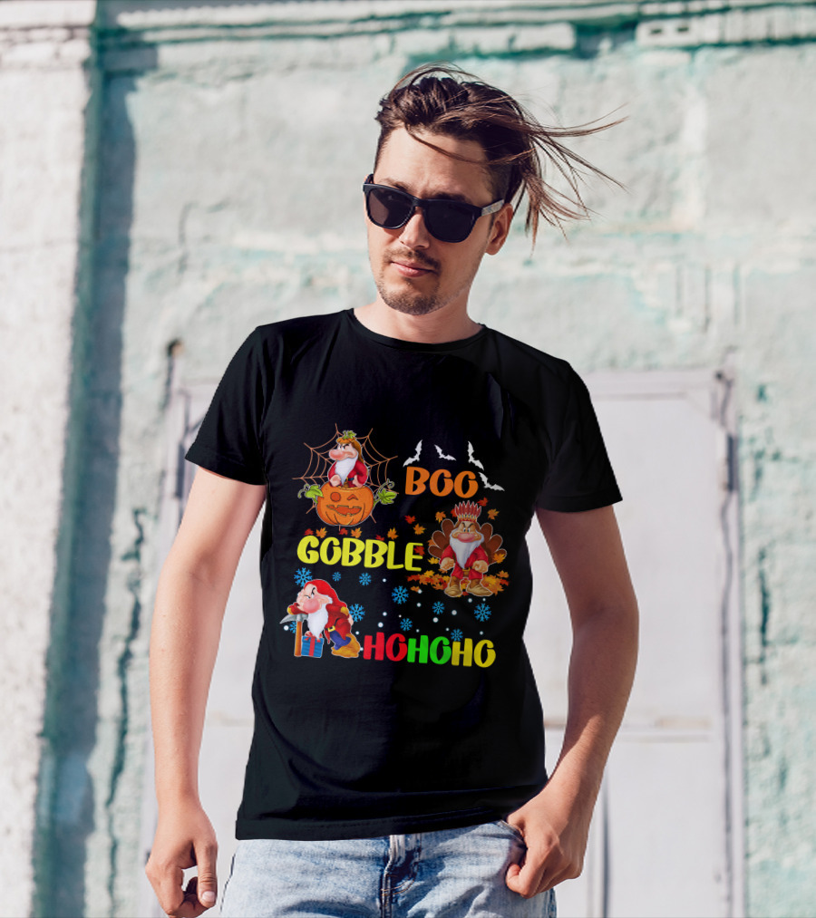 Grumpy Boo Gobble HoHoHo Halloween Thanksgiving Christmas T-Shirt