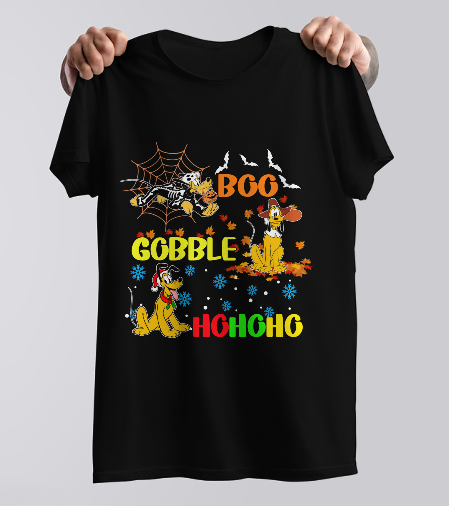 BOO Gobble HoHoHo Pluto HalloThanksMas T-Shirt