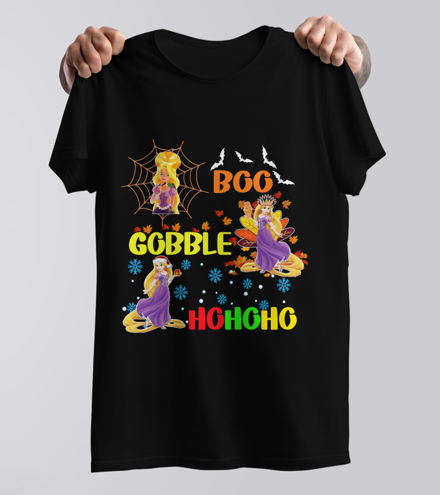 Rapunzel Boo Gobble HoHoHo HalloThanksMas T-Shirt
