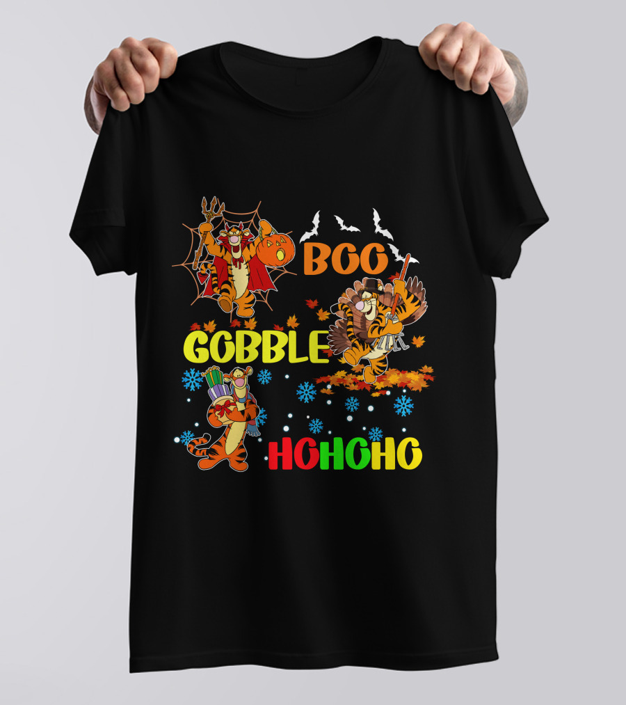 Tigger Boo Gobble Ho Ho Ho HalloThanksMas T-Shirt